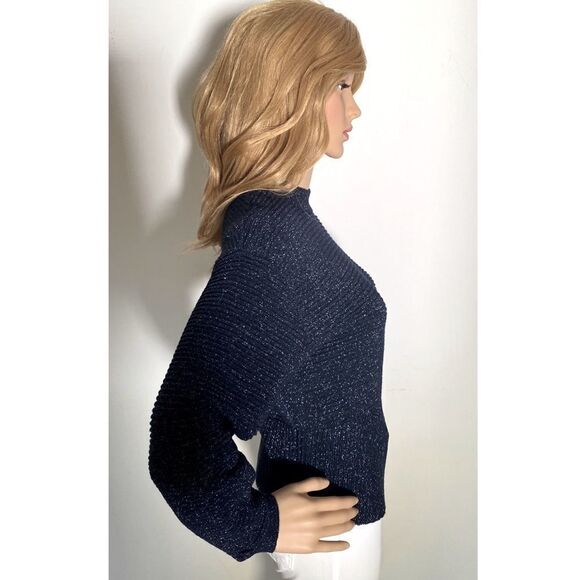 MICHELLE MASON Metallic Twist Sweater Navy & Silver. Size XS / P - Picture 5 of 7